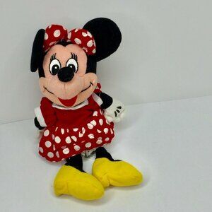 Disney Minnie Mouse Red Polka Dot Dress Mini 10" Bean Bag  Plush Stuffie Animal